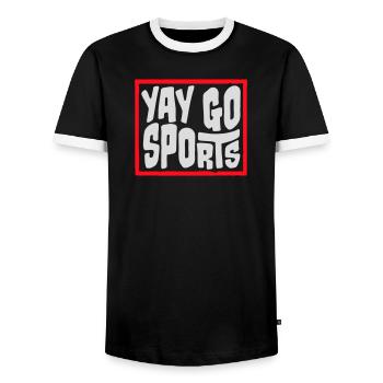 Yay Go Sports Sarkastisch Lustig Anti Sport Humor - Männer Kontrast-T-Shirt - Schwarz/Weiß - Vorne - AI Model Female 172 light (172cm) & AI Model Male 178 light (178cm)