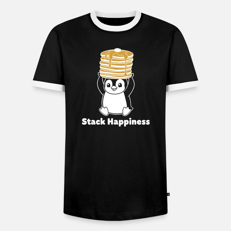 Stack Happiness Penguin - Men's Ringer Shirt - black/white