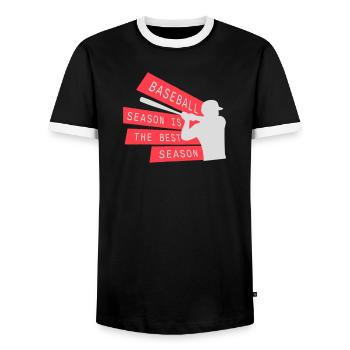 Baseball Season Is The Best Season Fan Spiel Sport - Männer Kontrast-T-Shirt - Schwarz/Weiß - Vorne - AI Model Female 172 light (172cm) & AI Model Male 178 light (178cm)