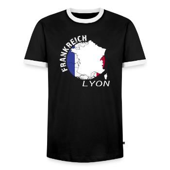 Lyon - Männer Kontrast-T-Shirt - Schwarz/Weiß - Vorne - AI Model Female 172 light (172cm) & AI Model Male 178 light (178cm)