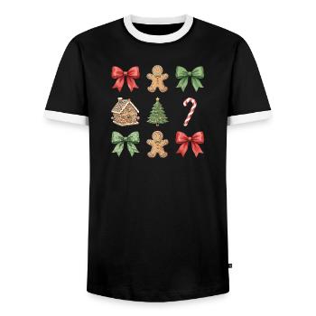 Winter-Verspielte Weihnachtsmotive Parade - Männer Kontrast-T-Shirt - Schwarz/Weiß - Vorne - AI Model Female 172 light (172cm) & AI Model Male 178 light (178cm)