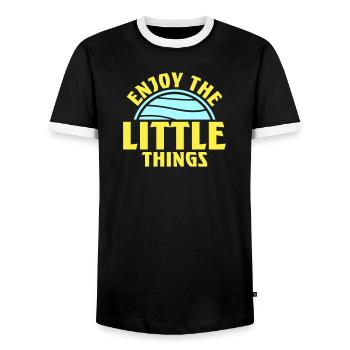 Enjoy The Little Things Gratitude Mindfulness - Men's Ringer Shirt - black/white - Front - AI Model Female 172 light (172cm) & AI Model Male 178 light (178cm)