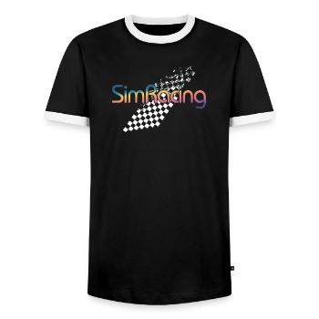 SimRacing Verlaufslogo - Männer Kontrast-T-Shirt - Schwarz/Weiß - Vorne - AI Model Female 172 light (172cm) & AI Model Male 178 light (178cm)