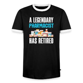 Pharmacist Pharmaceutical Technical - Men's Ringer Shirt - black/white - Front - AI Model Female 172 light (172cm) & AI Model Male 178 light (178cm)