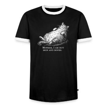 Cat Mother I Am But Skin and Bones - Men's Ringer Shirt - black/white - Front - AI Model Female 172 light (172cm) & AI Model Male 178 light (178cm)