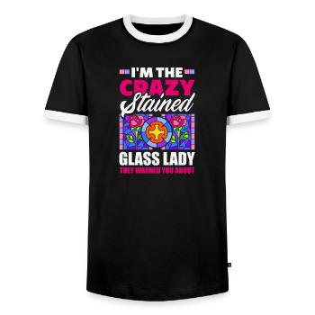 Art du vitrail Artiste du vitrail - T-shirt contrasté Homme - noir/blanc - Devant - AI Model Female 172 light (172cm) & AI Model Male 178 light (178cm)