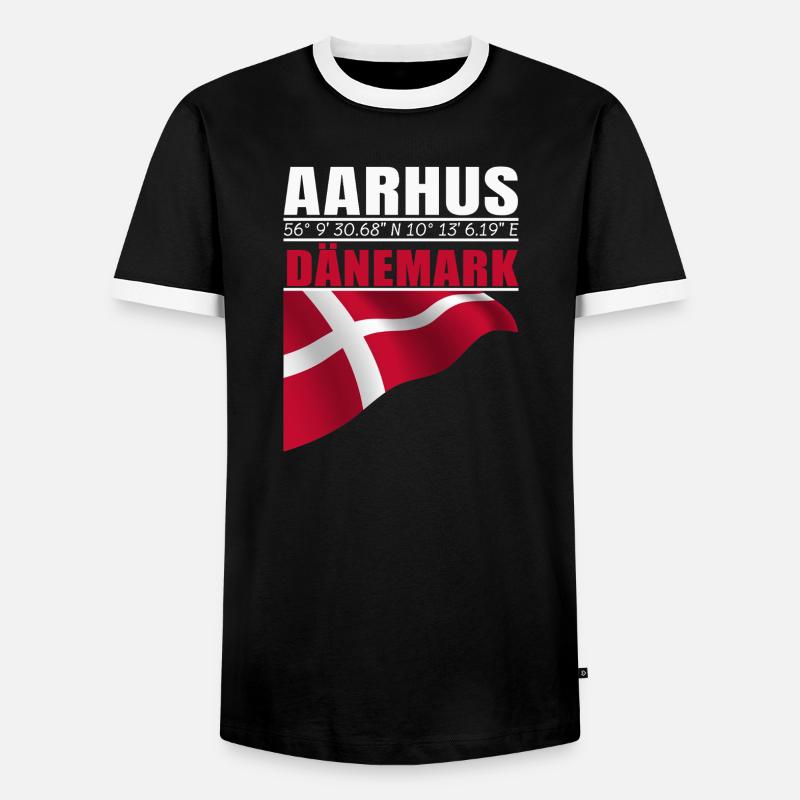 Aarhus - Männer Kontrast-T-Shirt - Schwarz/Weiß