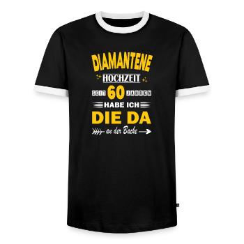60 ans de relation Anniversaire de mariage - T-shirt contrasté Homme - noir/blanc - Devant - AI Model Female 172 light (172cm) & AI Model Male 178 light (178cm)