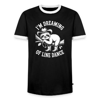 Le paresseux dans le rêve de danse en ligne - T-shirt contrasté Homme - noir/blanc - Devant - AI Model Female 172 light (172cm) & AI Model Male 178 light (178cm)