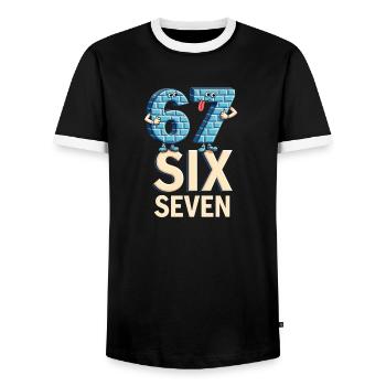 US Flag 67 Memes Six Seven - Men's Ringer Shirt - black/white - Front - AI Model Female 172 light (172cm) & AI Model Male 178 light (178cm)