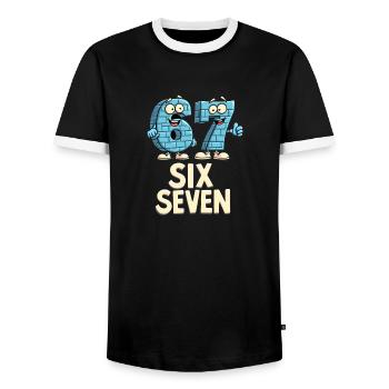 US Flag 67 Memes Six Seven - Men's Ringer Shirt - black/white - Front - AI Model Female 172 light (172cm) & AI Model Male 178 light (178cm)