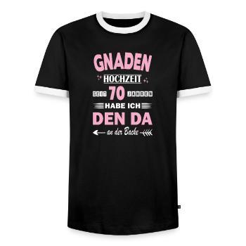 70 ans de mariage anniversaire de relation Mariage Anniversaire de mariage - T-shirt contrasté Homme - noir/blanc - Devant - AI Model Female 172 light (172cm) & AI Model Male 178 light (178cm)