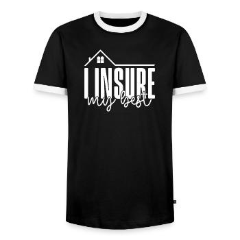 Insurance Agent Costume Insure My Best Medicare - Men's Ringer Shirt - black/white - Front - AI Model Female 172 light (172cm) & AI Model Male 178 light (178cm)