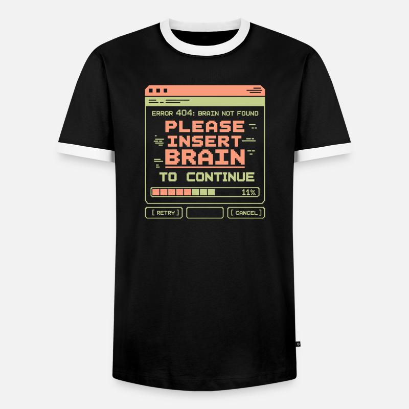 Error 404 Brain Not Found Pixel Design - Men's Ringer Shirt - black/white