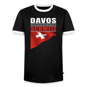 Davos - Männer Kontrast-T-Shirt - Schwarz/Weiß - Vorne - AI Model Female 172 light (172cm) & AI Model Male 178 light (178cm)