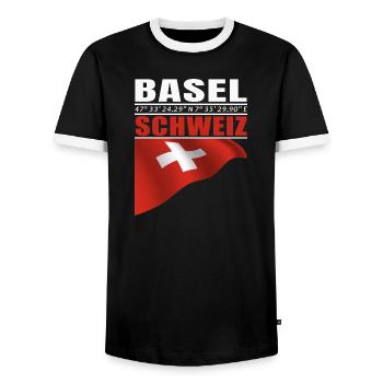 Bâle - T-shirt contrasté Homme - noir/blanc - Devant - AI Model Female 172 light (172cm) & AI Model Male 178 light (178cm)