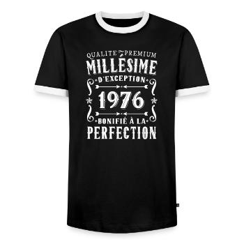 50-jähriges Jubiläum Vintage 1976 Partygeschenk - Männer Kontrast-T-Shirt - Schwarz/Weiß - Vorne - AI Model Female 172 light (172cm) & AI Model Male 178 light (178cm)