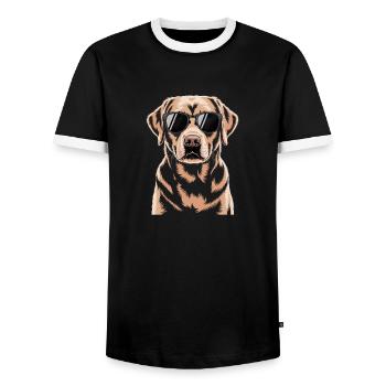 Labrador brun - T-shirt contrasté Homme - noir/blanc - Devant - AI Model Female 172 light (172cm) & AI Model Male 178 light (178cm)