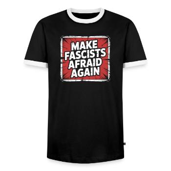 Faites peur au fasciste à nouveau - Produits dérivés antifascistes - T-shirt contrasté Homme - noir/blanc - Devant - AI Model Female 172 light (172cm) & AI Model Male 178 light (178cm)