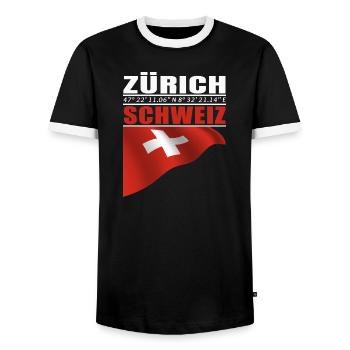 Zurich - T-shirt contrasté Homme - noir/blanc - Devant - AI Model Female 172 light (172cm) & AI Model Male 178 light (178cm)