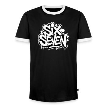  Six Seven 67 - Funny Gen Alpha Memes - Men's Ringer Shirt - black/white - Front - AI Model Female 172 light (172cm) & AI Model Male 178 light (178cm)
