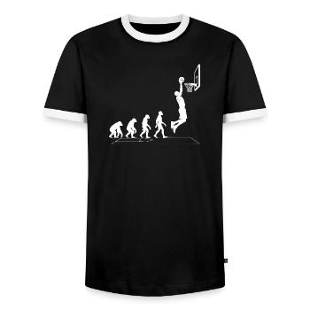 Evolution of dunking on court basketball - Men's Ringer Shirt - black/white - Front - AI Model Female 172 light (172cm) & AI Model Male 178 light (178cm)
