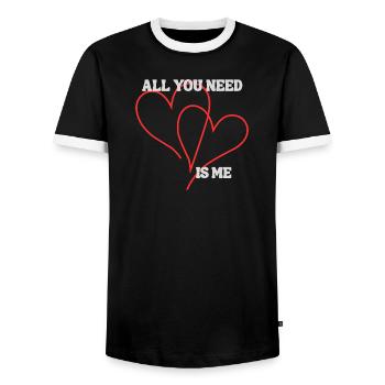 All you need  - Männer Kontrast-T-Shirt - Schwarz/Weiß - Vorne - AI Model Female 172 light (172cm) & AI Model Male 178 light (178cm)