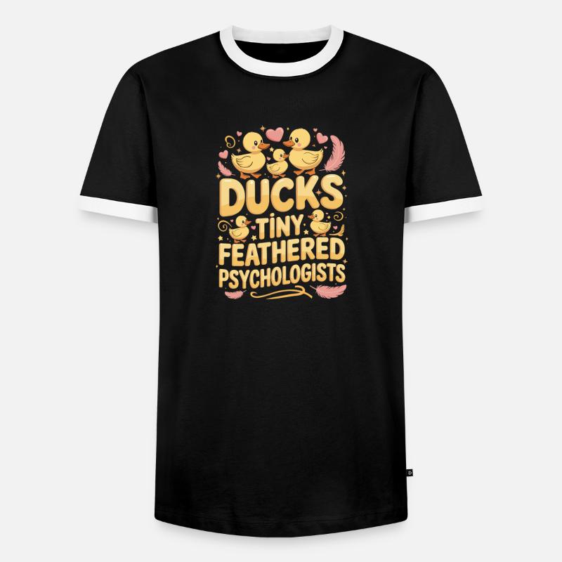  Ducks Tiny Feathered Psychologists Lustiger Enten - Männer Kontrast-T-Shirt - Schwarz/Weiß