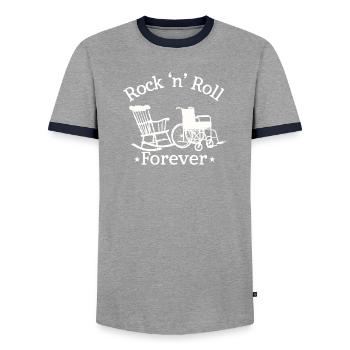 Rock 'n Roll Forever Musikliebhaber-Design - Männer Kontrast-T-Shirt - Grau/Navy  - Vorne - AI Model Female 172 light (172cm) & AI Model Male 178 light (178cm)