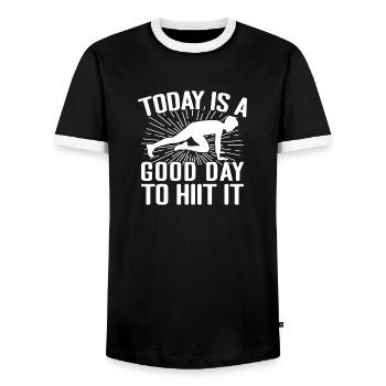 Gym Junkies Today A Good Day To Hiit Calisthenics - Men's Ringer Shirt - black/white - Front - AI Model Female 172 light (172cm) & AI Model Male 178 light (178cm)
