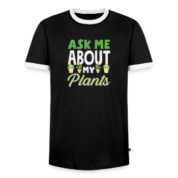 Demande-moi pour mes plantes, jardinier drôle - T-shirt contrasté Homme - noir/blanc - Devant - AI Model Female 172 light (172cm) & AI Model Male 178 light (178cm)