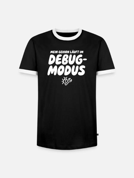 Gehirn im Debug-Modus – Humor Grafik - Männer Kontrast-T-Shirt - Schwarz/Weiß