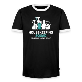 Lustiges Putzen Design - Männer Kontrast-T-Shirt - Schwarz/Weiß - Vorne - AI Model Female 172 light (172cm) & AI Model Male 178 light (178cm)