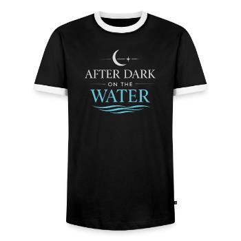 Night boating with - Men's Ringer Shirt - black/white - Front - AI Model Female 172 light (172cm) & AI Model Male 178 light (178cm)