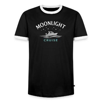 Night boating with - Men's Ringer Shirt - black/white - Front - AI Model Female 172 light (172cm) & AI Model Male 178 light (178cm)