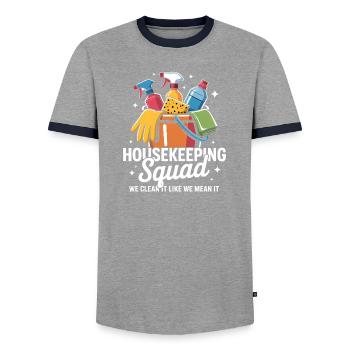 Conception de nettoyage amusante - T-shirt contrasté Homme - gris/marine  - Devant - AI Model Female 172 light (172cm) & AI Model Male 178 light (178cm)