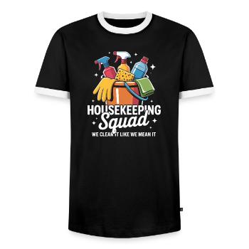 Lustiges Putzen Design - Männer Kontrast-T-Shirt - Schwarz/Weiß - Vorne - AI Model Female 172 light (172cm) & AI Model Male 178 light (178cm)