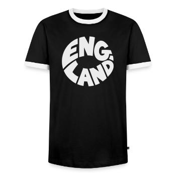 Engand Rundlogo Druckdesign - Männer Kontrast-T-Shirt - Schwarz/Weiß - Vorne - AI Model Female 172 light (172cm) & AI Model Male 178 light (178cm)