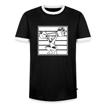 Powerlifting Bodybuilder Weightlifter Gym - Men's Ringer Shirt - black/white - Front - AI Model Female 172 light (172cm) & AI Model Male 178 light (178cm)
