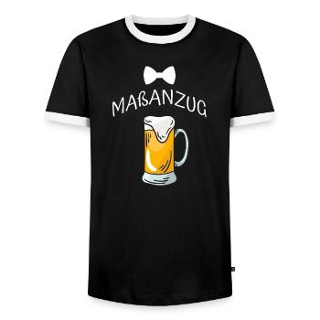 Maßanzug Bier Kostüm – Lustiges Fasching T-Shirt - Männer Kontrast-T-Shirt - Schwarz/Weiß - Vorne - AI Model Female 172 light (172cm) & AI Model Male 178 light (178cm)