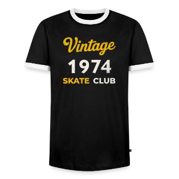 Vintage 1974 Skate Club Retro Birth Year Gift - Men's Ringer Shirt - black/white - Front - AI Model Female 172 light (172cm) & AI Model Male 178 light (178cm)