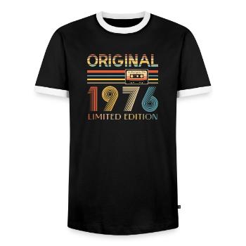 Anniversaire 50 Ans Original 1976 Cadeau Fête - T-shirt contrasté Homme - noir/blanc - Devant - AI Model Female 172 light (172cm) & AI Model Male 178 light (178cm)