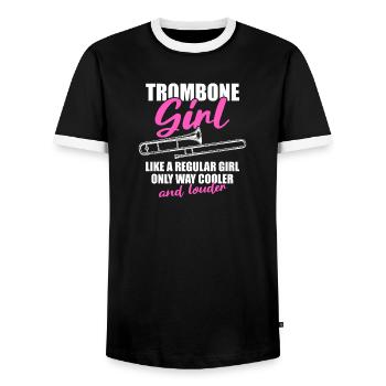 Fille tromboniste Tromboniste - T-shirt contrasté Homme - noir/blanc - Devant - AI Model Female 172 light (172cm) & AI Model Male 178 light (178cm)