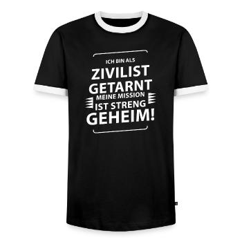 Karneval Kostüm  - Männer Kontrast-T-Shirt - Schwarz/Weiß - Vorne - AI Model Female 172 light (172cm) & AI Model Male 178 light (178cm)