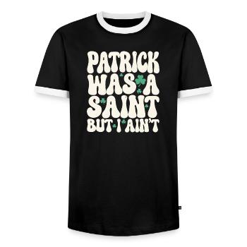 Patrick était un saint mais je ne suis pas la Saint-Patrick - T-shirt contrasté Homme - noir/blanc - Devant - AI Model Female 172 light (172cm) & AI Model Male 178 light (178cm)