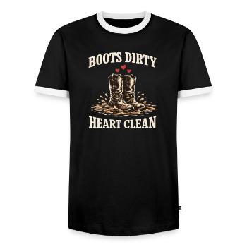 Horse People Equestrian Identity Barn - Männer Kontrast-T-Shirt - Schwarz/Weiß - Vorne - AI Model Female 172 light (172cm) & AI Model Male 178 light (178cm)