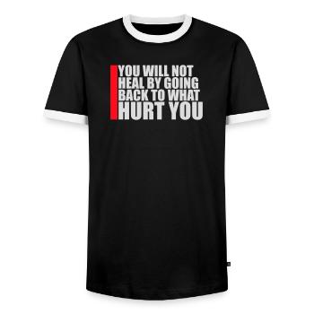 You Will Not Heal Healing Pain Let Go New - Men's Ringer Shirt - black/white - Front - AI Model Female 172 light (172cm) & AI Model Male 178 light (178cm)