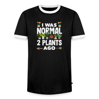 Normal 2 Pflanzen Ago Funny Gardener Garten - Männer Kontrast-T-Shirt - Schwarz/Weiß - Vorne - AI Model Female 172 light (172cm) & AI Model Male 178 light (178cm)