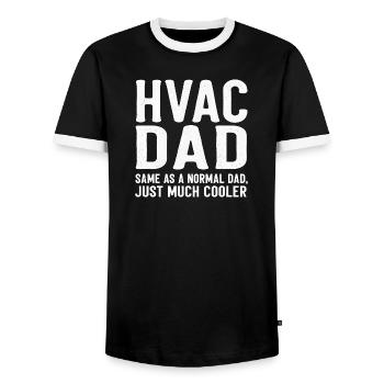 HVAC Dad Just Much Cooler Funny - Men's Ringer Shirt - black/white - Front - AI Model Female 172 light (172cm) & AI Model Male 178 light (178cm)