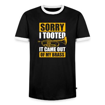 Désolé, j’ai fait un tooping trompettiste - T-shirt contrasté Homme - noir/blanc - Devant - AI Model Female 172 light (172cm) & AI Model Male 178 light (178cm)